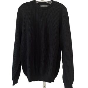 Oscar De La Renta Black Cotton Cable Knit Pullover Sweater Woman's Size XL